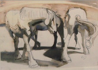 Carousel, study of working horses